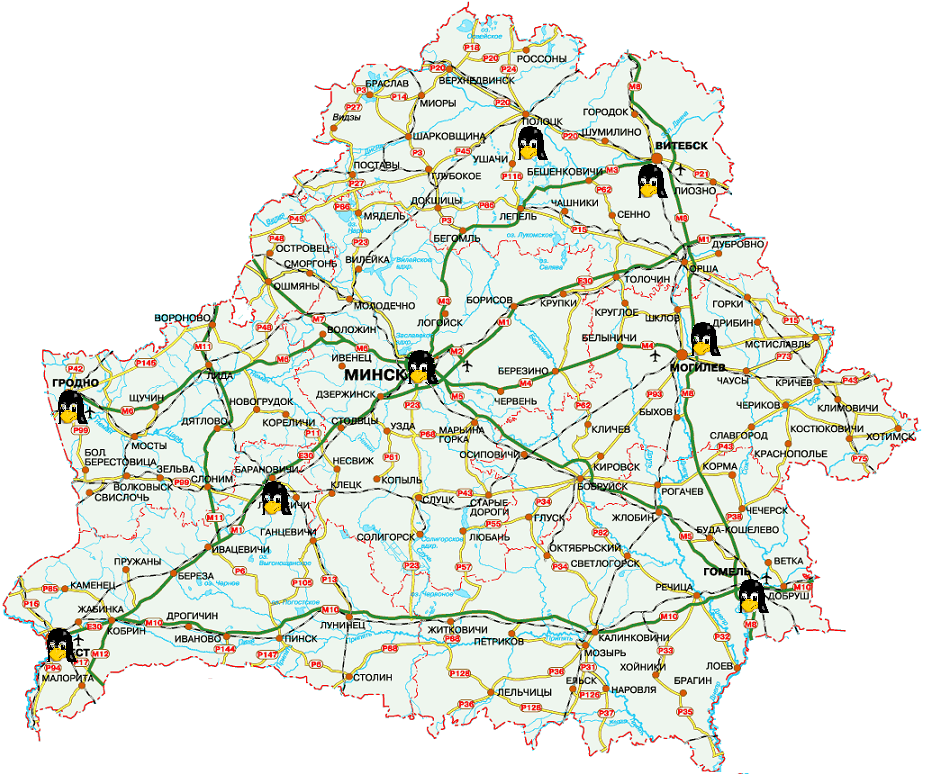 Карта беларуси с расстояниями автодорог